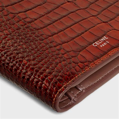 bi fold wallet celine|CELINE Crocodile Embossed Calfskin Bi.